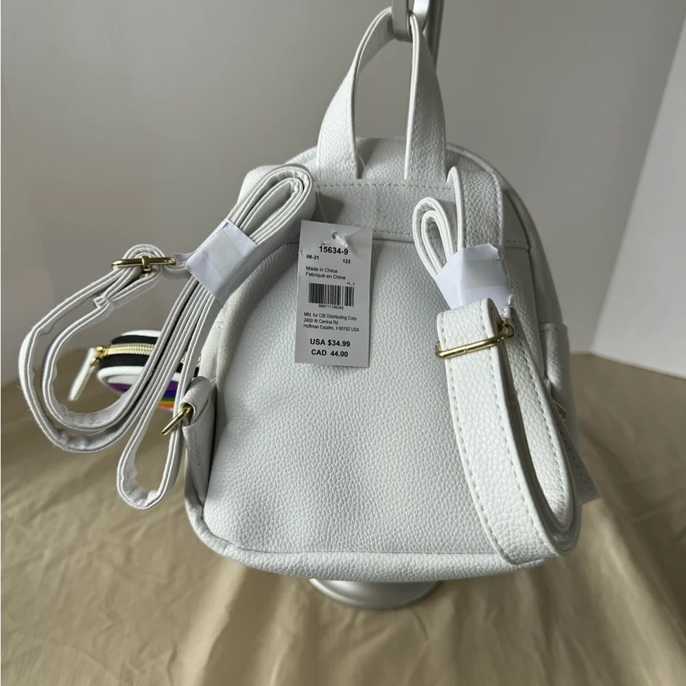 backpack purse 2 zippered compartments detachable coin purse NWT rainbow decor